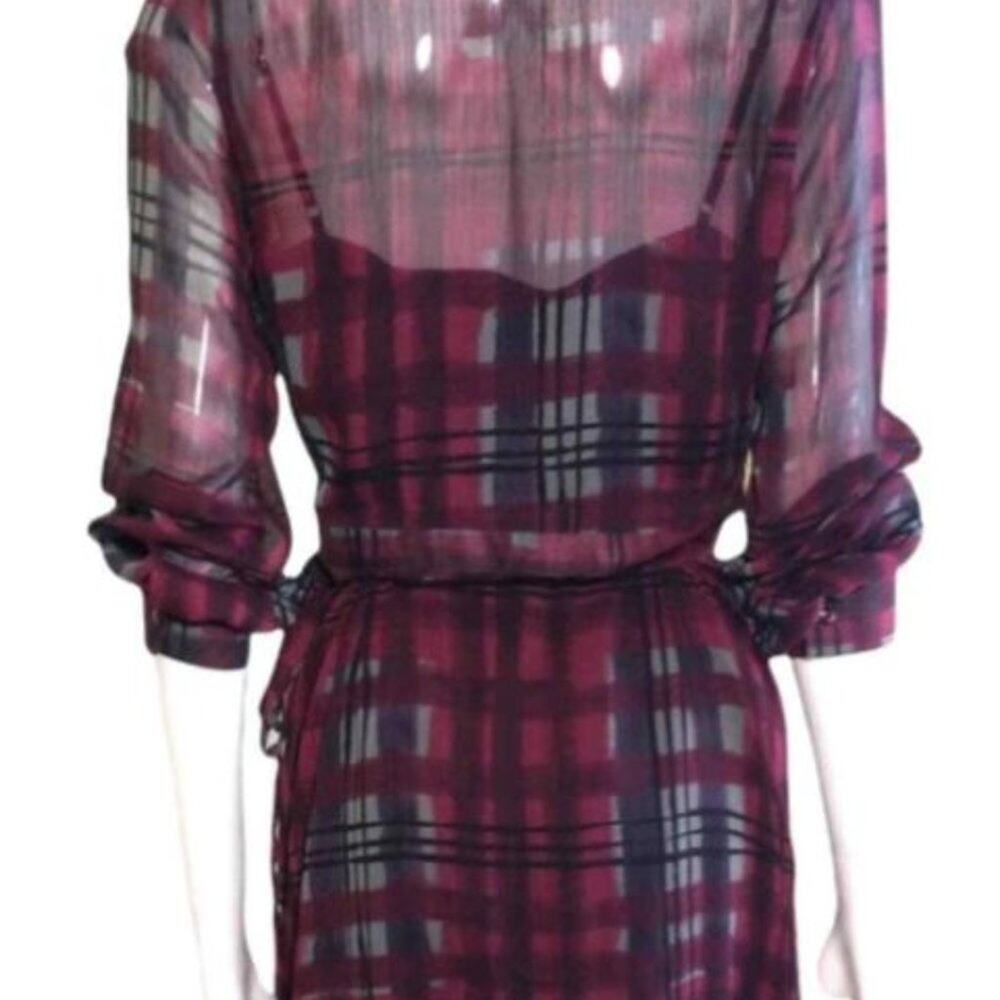 Nanette Lepore Chiffon Ruffle Wrap Dress Sz 6 Bur… - image 7